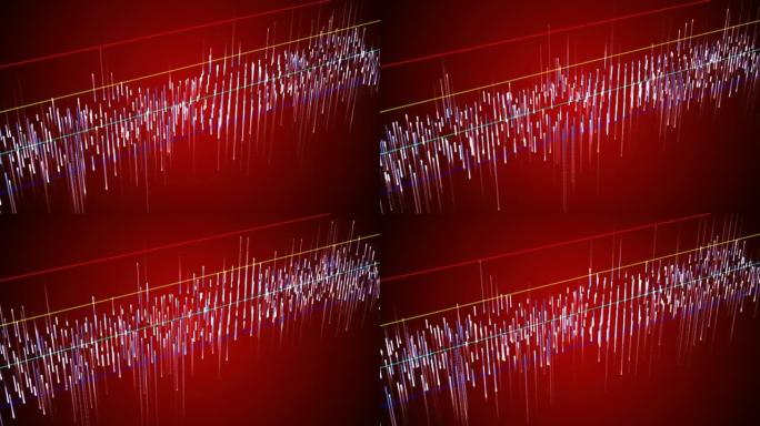 红色背景上的波浪分析动画