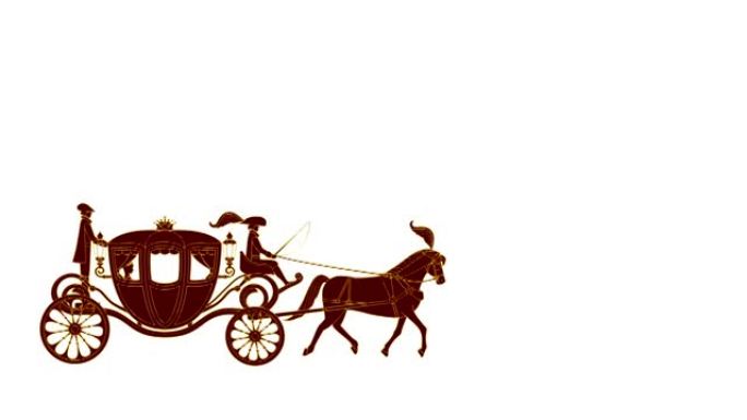 一辆欧式马车和一位公主的插图