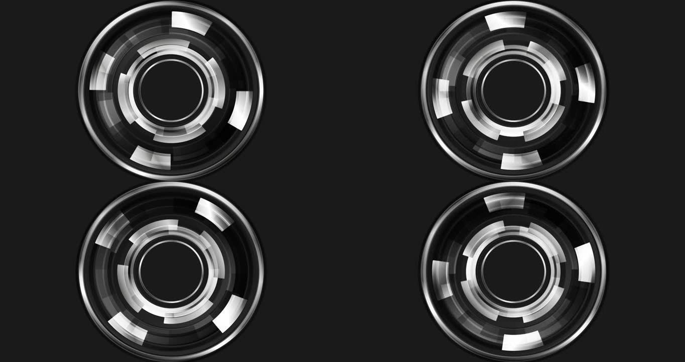 黑色和金属光泽圆圈齿轮抽象技术运动背景