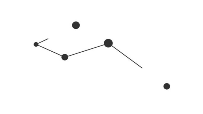 德尔菲努斯星座。夜空中的星星。黑白线条艺术风格的星座。星系团。横向构图，4k视频质量