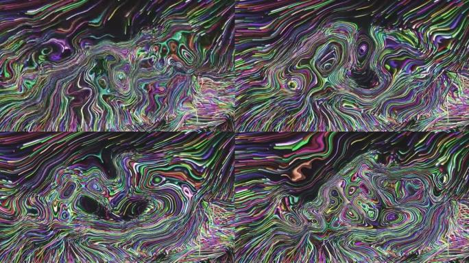 彩色流动金属液体纹理效果背景的数字动画