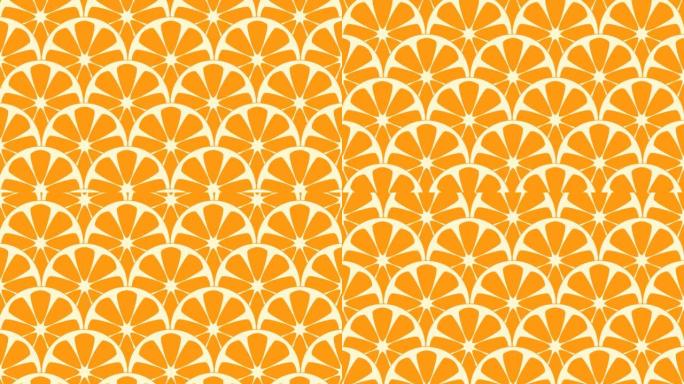 橙子切片的无缝几何图案。动画背景和插图。