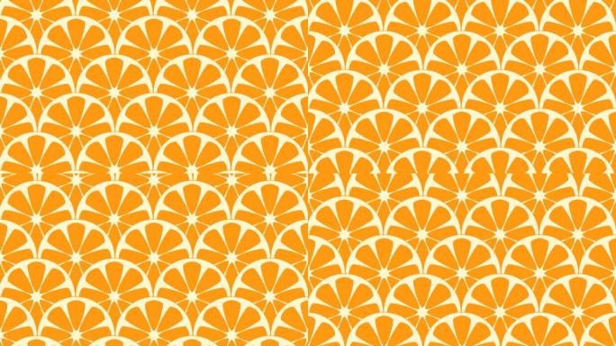 橙子切片的无缝几何图案。动画背景和插图。