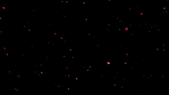 红玫瑰花瓣翱翔粒子运动图形