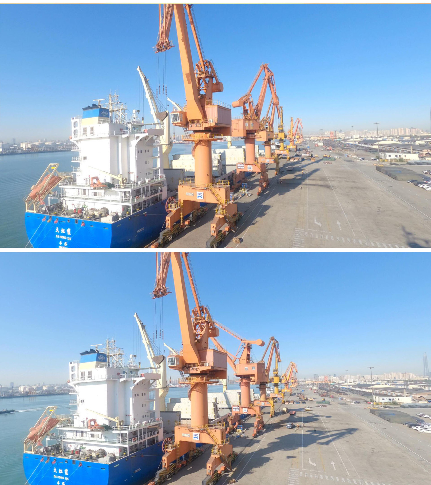 天津港货轮装卸货延时拍摄