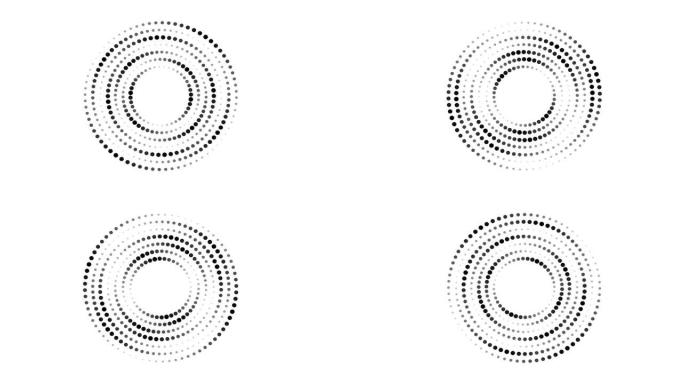 半色调点圆环旋转。抽象圆点半色调旋转元素