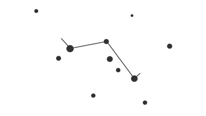 仙后座星座。夜空中的星星。黑白线条艺术风格的星座。星系团。横向构图，4k视频质量