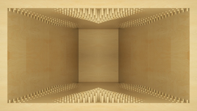 【裸眼3D】原木方块立体园林意境艺术空间