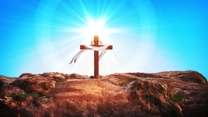 复活节耶稣复活了丝毫山基督被钉在十字架上