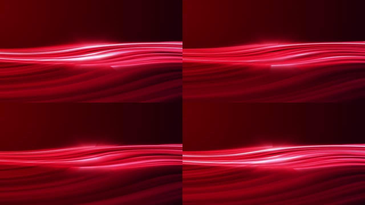 4k抽象红色霓虹灯波线背景