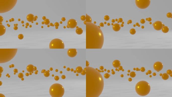 漂浮在白色背景上的橙色球。最小运动图形无缝循环动画