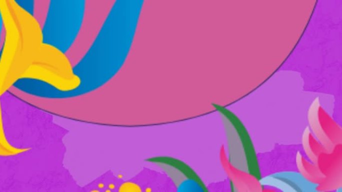 紫色背景上花卉图案的粉红色负20% 动画