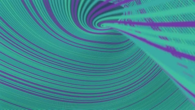 扭曲浮动五彩线条纹图案的波浪数字动画。具有弯曲几何形状的时尚抽象模板。3d渲染。4K，超高清分辨率