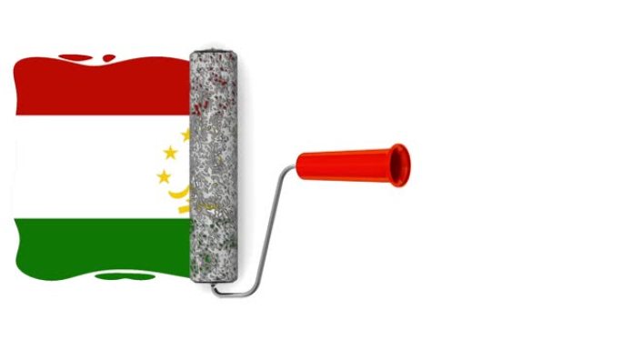 一个油漆滚筒正在绘制塔吉克斯坦国旗