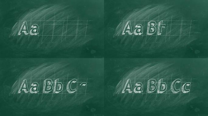 用粉笔写在黑板上的ABC字母