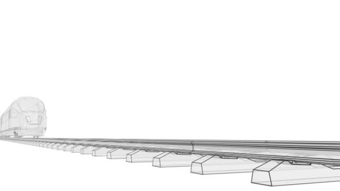 透明的未来高速列车。轮廓或线框样式
