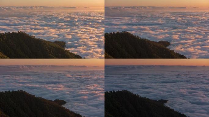 日落天空特内里费岛山顶全景4k延时西班牙