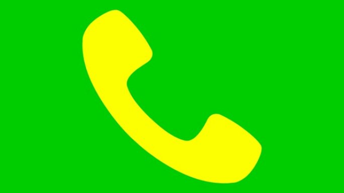 手机的动画黄色图标。手机的象征。沟通、支持的概念。循环视频。矢量插图孤立在绿色背景上。