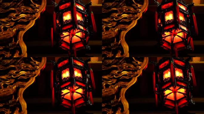 中国红灯笼在越南岘港市附近的佛教寺庙旋转