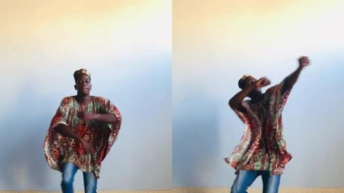 穿着传统服装跳舞的非洲男子