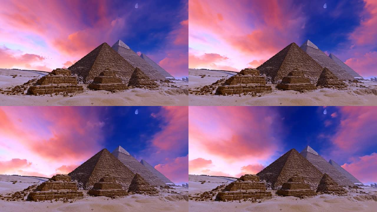 吉萨金字塔上的红云