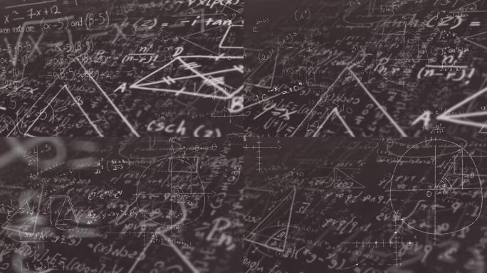 黑色背景下漂浮的数学方程和图表的数字动画