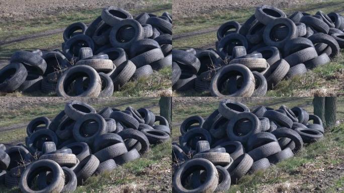 汽车轮胎在波兰西里西亚麦田附近非法草皮