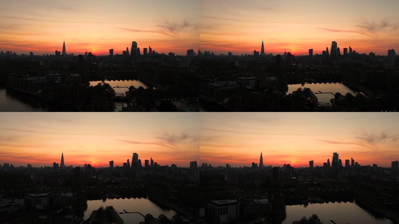 从空中俯瞰伦敦金融城，著名的金融区