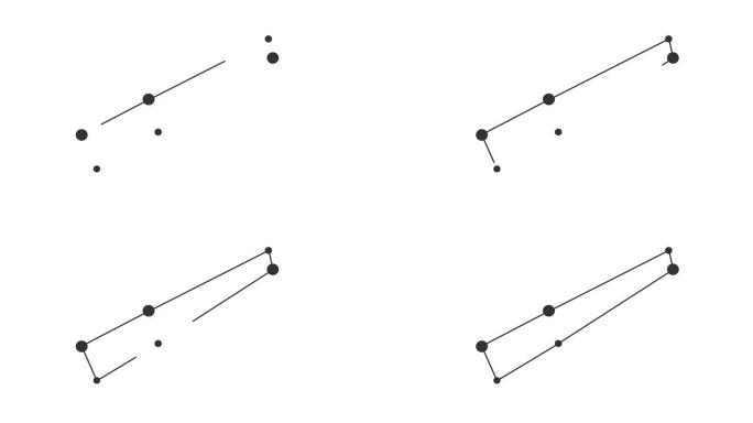 变色龙星座。夜空中的星星。黑白线条艺术风格的星座。星系团。横向构图，4k视频质量
