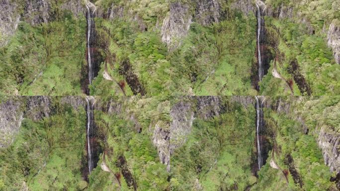 葡萄牙马德拉保罗·达·塞拉拉巴卡尔里斯科瀑布的鸟瞰图