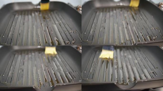 用硅胶刷近距离刷牙用4K橄榄油烤盘。