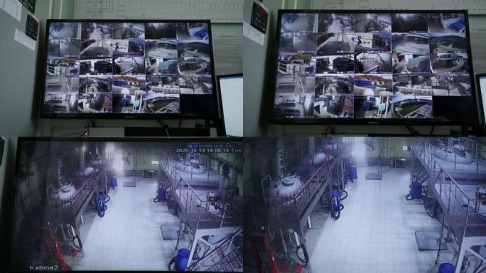 屏幕显示了天然气炼油厂摄像机的视频