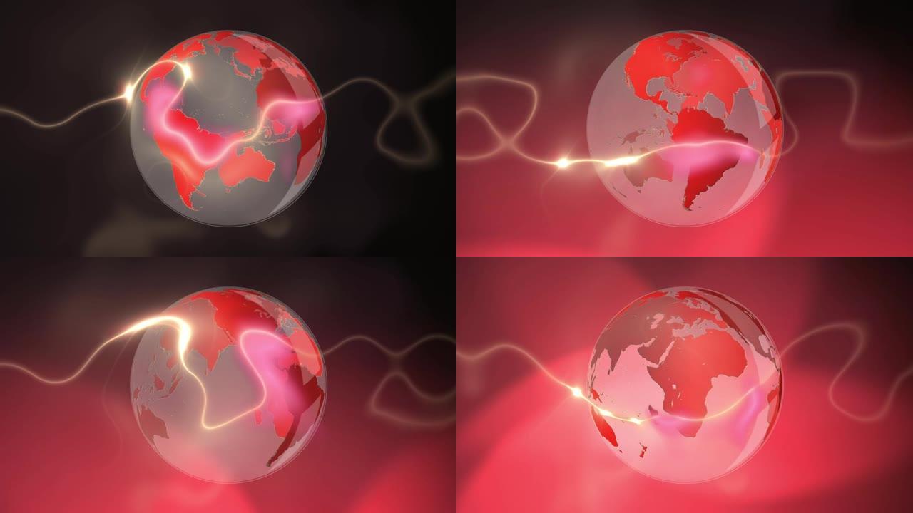 地球旋转和发光轨迹的动画