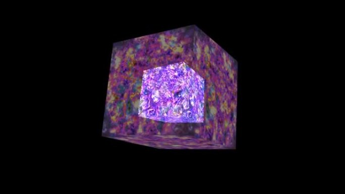 双立方体立方体神秘抽象辉光液体能量全功率紫紫色和暗线表面
