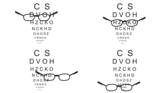 眼镜。视图检查的动画。卡通
