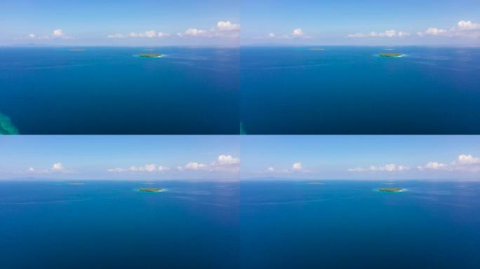 蓝色的海洋和带有白色海滩的岛屿，俯视图。菲律宾群岛