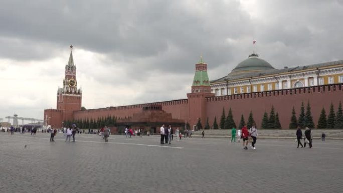 红场莫斯科克里姆林宫，列宁陵墓，斯帕斯卡亚钟楼。