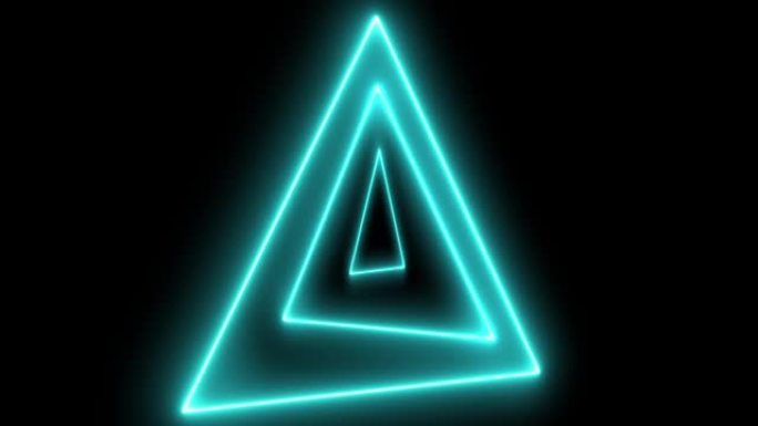 浅蓝色三角形霓虹灯发光动画运动图形