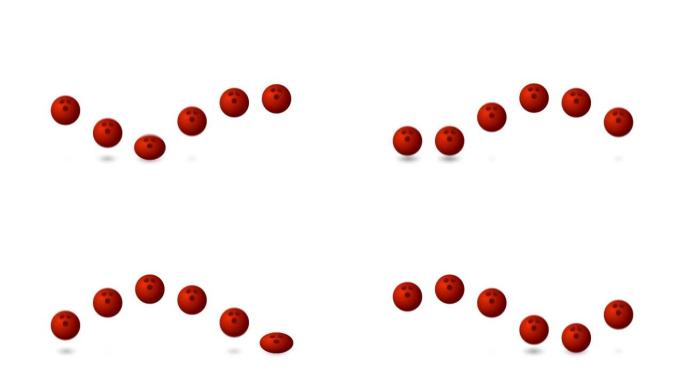 跳跃保龄球。红色保龄球运动加载进度条插图运动设计动画。带阿尔法哑光频道的4k运动视频动画