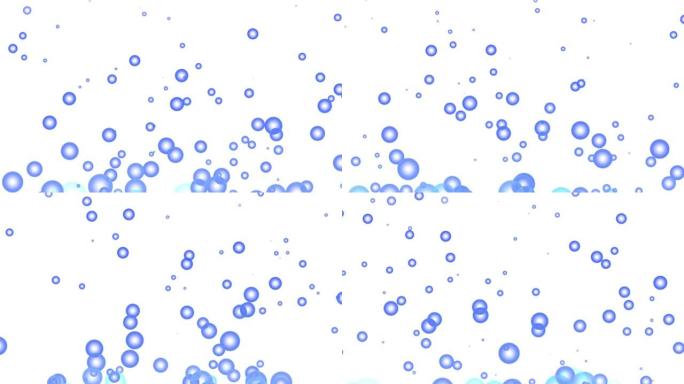 上升蓝色气泡 (白色背景) 水下碳酸汽水