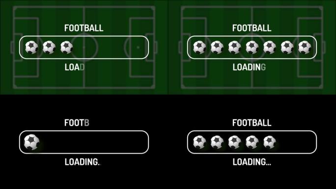 足球进度条。足球加载栏插图运动设计动画。带阿尔法哑光频道的4k运动视频动画