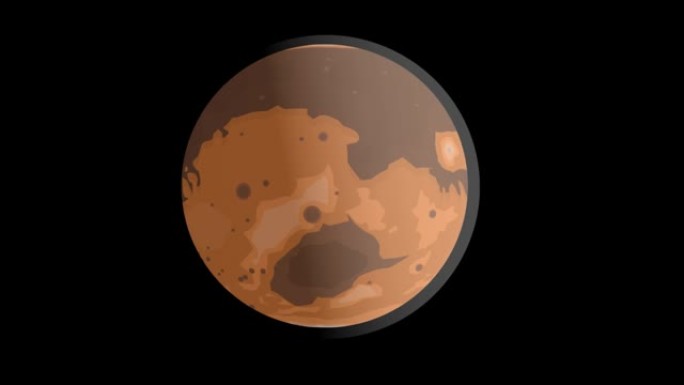 火星行星。红色星球的动画。卡通