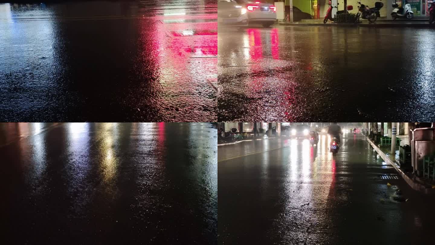 雨天夜景 夜色城市 雨夜灯光 街道车流