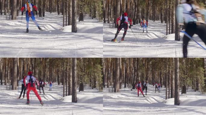 冬季参加冬季两项比赛的滑雪者