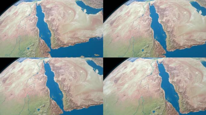 地球上的苏伊士湾，从外层空间鸟瞰图