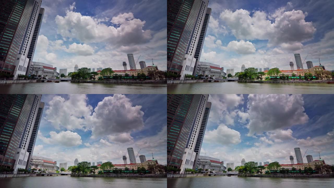 日光新加坡城市河畔市中心著名酒店全景4k延时