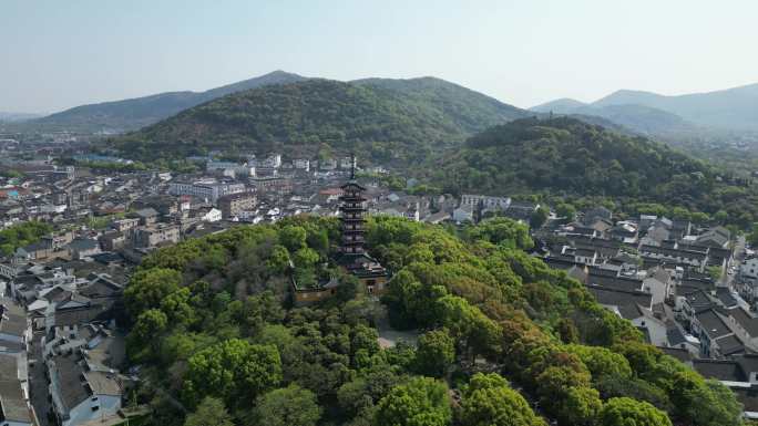 铜观音寺 太湖 晚樱 航拍 晴天 寺庙