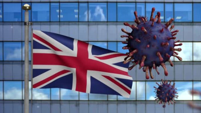 3D插图英国城市国旗。英国冠状病毒Covid 19