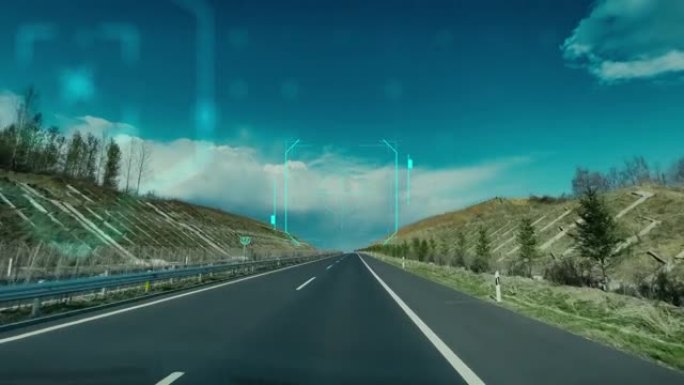 车辆屏幕投影全息科技道路高速路三维线条剪