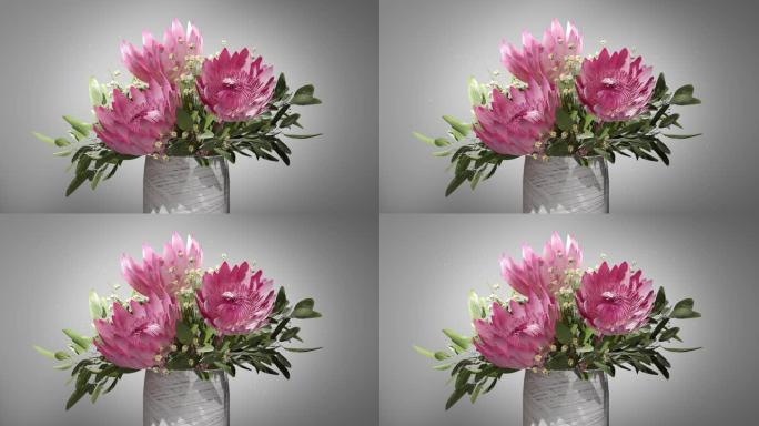 玻璃瓶花瓶中的花朵3D渲染